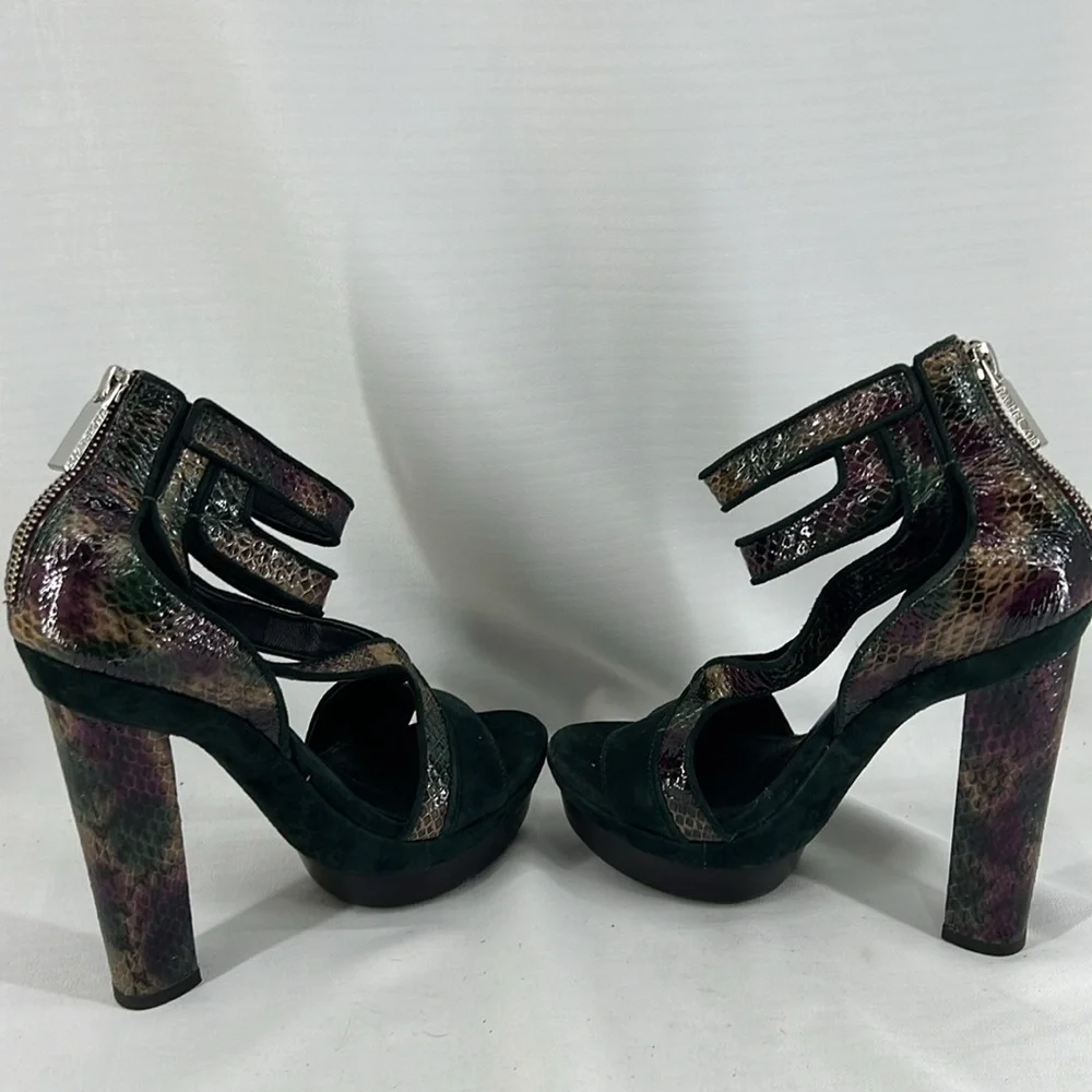Rachel Zoe Payton Suede and snake Platform Heels